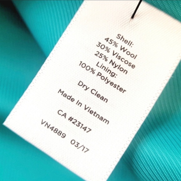 Talbots | Turquoise Wool Blend Flounce Sleeve Jacket - Picture 14 of 14